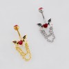 DANGLE CHAIN BAT WINGS HEART BELLY BUTTON NAVEL RING 316L SURGICAL STEEL DANGLE CHAIN BAT WINGS HEART BELLY BUTTON NAVEL RING 316L SURGICAL STEEL